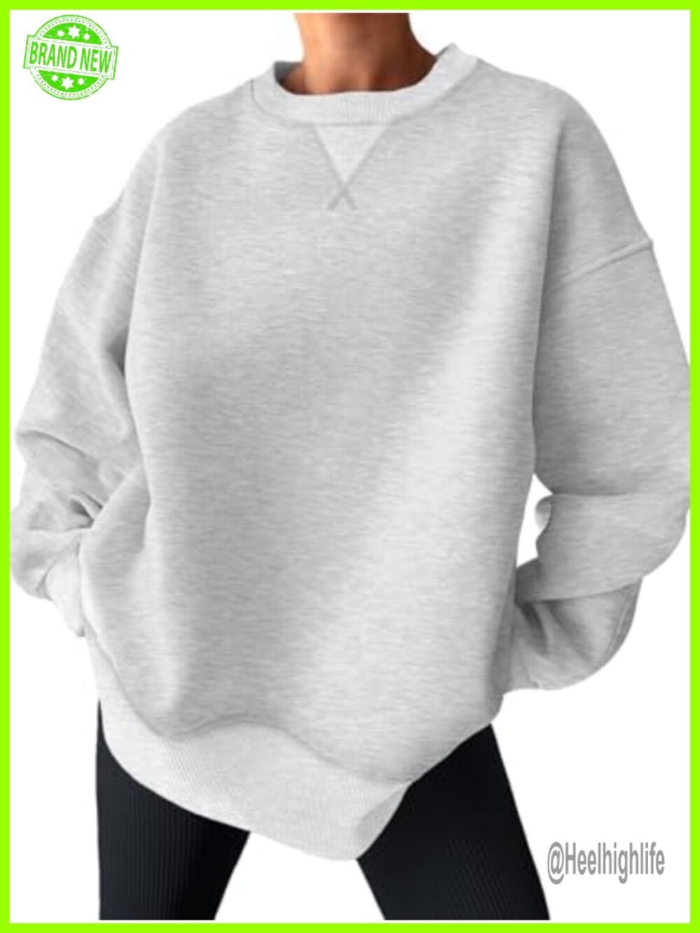 Womens Oversized Crewneck Sweatshirt Color Block Pullover Loose Fit Fall Layer